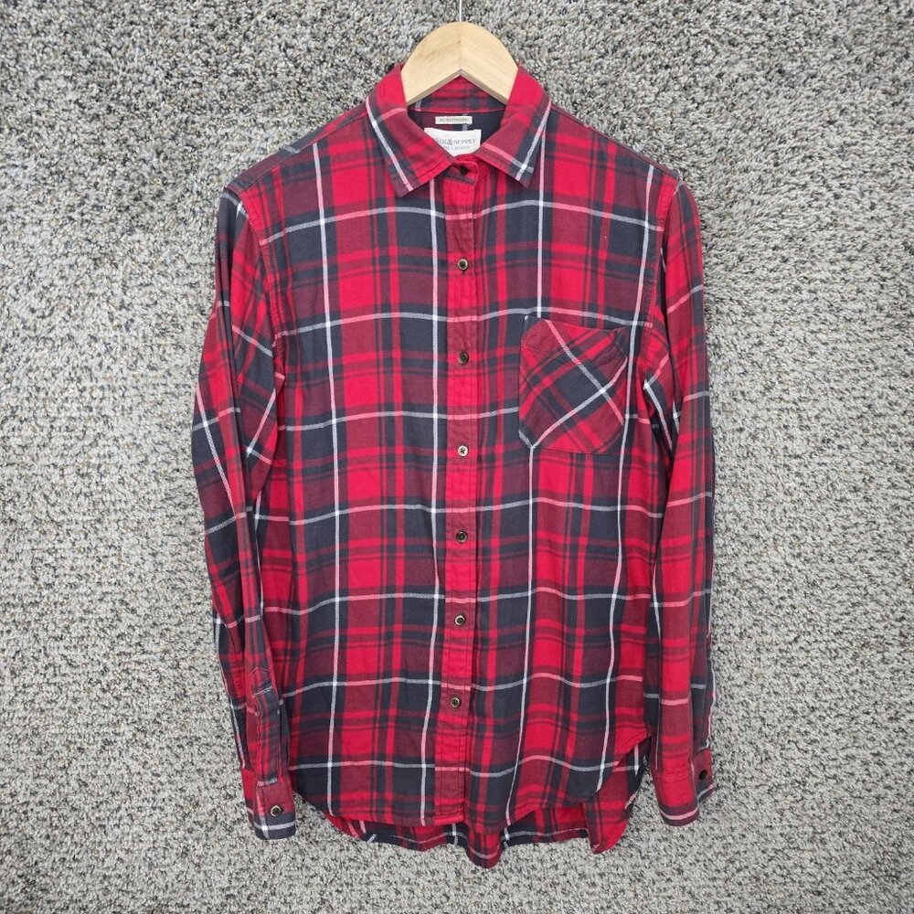 Denim & Supply Ralph Lauren Top Womens Medium Red Plaid RL Boyfriend Button